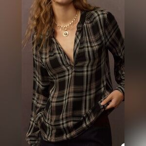 Anthropologie Cloth & Stone Long-Sleeve Henley Blouse